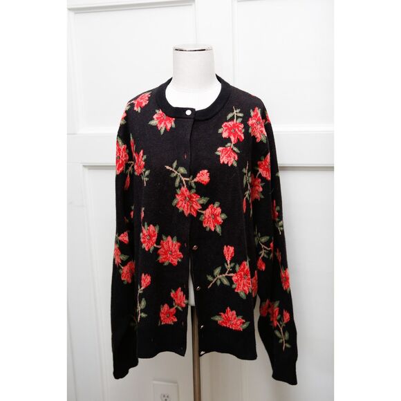 Draper James RSVP Black Floral Cardigan Sweater Plus Size 3X - Picture 2 of 9